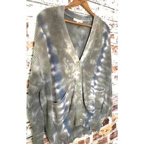 Young Fabulous & Broke Indie Tie Dye Pure Cotton Distressed Oversized Cardigan - Picture 4 of 13